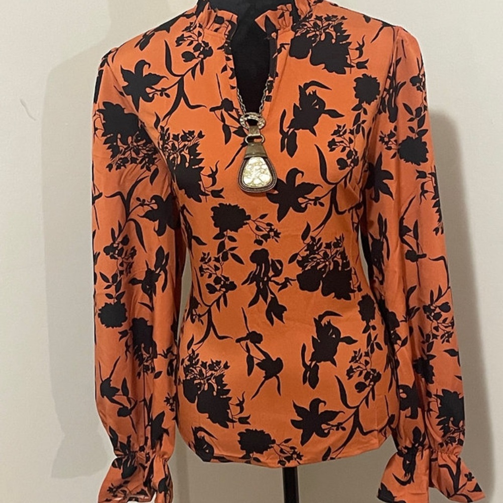 V Neck Blouse (Necklace Not Included)